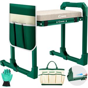 Saker Garden Kneeler and Seat Foldable Gardening Stool with Extendable Legs & Thickened Pad, Tool/Storage Bag, Heavy Duty Support for Elderly, Gardening, Outdoor Use (Luxury version)