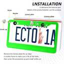 Kigai Plain Neon Green Solid Color License Plate Frames 2PCS Car License Plate Holder with Screw Caps Set Automotive Parts Decoration for US Vehicles