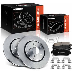 A-Premium 12.60 inch (320 mm) Front Vented Disc Brake Rotors + Ceramic Pads Kit Compatible with Select Honda Models - Odyssey 2015-2017, Passport 2019-2021, 6-PC Set