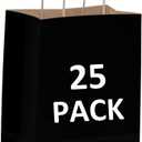 Qutuus Black Gift Bags with Handles - 25 Pcs 8"x4.5"x10" Black Paper Bags, Shopping Bags, Party Bags, Favor Bags, Goody Bags, Cub, Business Bags, Kraft Bags, Retail Bags, Paper Gift Bags (8x4.5x10 Inch (Pack of 25))