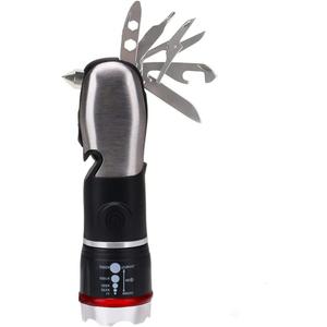 Multi Tool LED Flashlight,Surivival Tools for Cars, Emergency and Camping, ALL IN One Tactical Torch Light with Hammer Seatbelt Cutter Knief Bottle Opener Scissors Screwdrivers