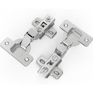 Chibery 2 Pack Inset Cabinet Hinges, Regular Standard Closing, Slide-on, Self-Closing, Frameless Concealed Euro 105 Degree Compact Hinges for Kitchen, Bathroom, Nickel Plated