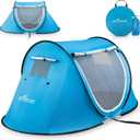 Abco Tech Pop Up Tent - Portable Tent for Camping 2 Person Pop Up with Double Doors - Water-Resistant and UV Protection - Foldable Cabana with Zipper and Carrying Bag - Sky Blue, 88.6"x47.2"x37.4", Blue