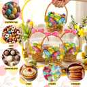 Eaasty 50 Pcs Easter Gift Bags Easter Basket Treat Bags with Handle Resealable Colorful Eggs Floral Bow Plastic Sealing Candy Pouches for Egg Hunt Holiday Party Candy Gift Wrap Supplies Decorations
