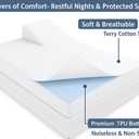 1 Pc Flex Head King Waterproof Mattress Protector for Sleep Number Adjustable Beds, 100% Terry Cotton, Fitted Style 34" Half Split Mattress Cover, Fits Upto 16 Inch Deep Pocket, 78" x 80, White
