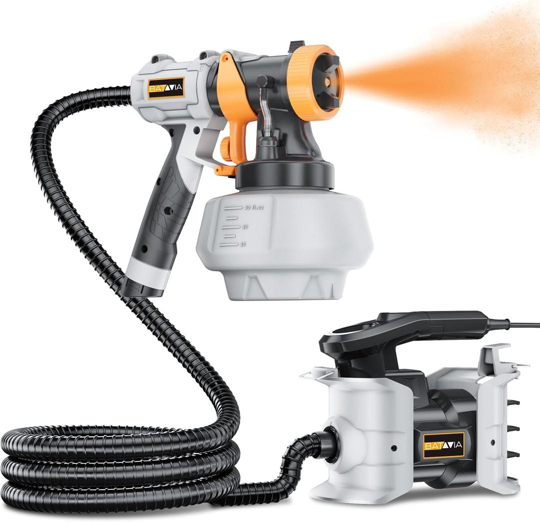 Upgraded Paint Sprayer-BATAVIA 700W HVLP High Power Spray Paint Gun with 6FT Air Hose, 4 Nozzles & 3 Patterns, Paint Sprayer for House Painting,Furniture,Cabinets,Fence,Walls,DIY Projects,etc