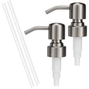304 Stainless Steel Soap Dispenser Pump Replacement for Standard 28/400 Thread Size for Liquid Soap Lotion or Dish Soap Refill Dispenser Kitchen Bathroom 2 Pack(Brushed Nickel)