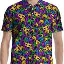 Golf Shirts for Men Funny Polo Short Sleeve Performance Moisture Wicking Quick Dry Mens Hawaiian Polo Shirt (Purple, M)