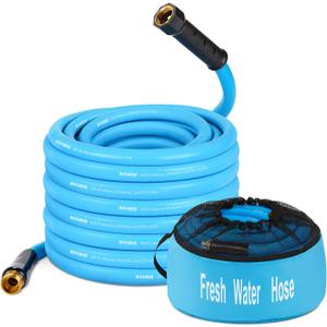 Kohree 35FT RV Water Hose with Storage Bag, 5/8'' Upgraded Drinking Water Hose Leak Free, No Kink and Flexible Garden Hose for RV, Camper, Truck, Car - Blue