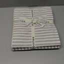 MooMee Striped Duvet Cover Set 100% Washed Cotton Linen Like Textured Breathable Durable Soft Comfy (Tannish Linen Grey White Classic Stripes, Twin 68"x90")