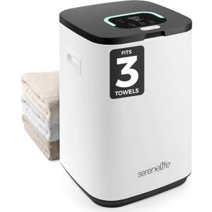 SereneLife Towel Warmer Bucket - Compact 23L Bathroom Towel Heater with Essential Oils Disc Holder, Adjustable Timer, Auto Shut-Off, Power Cord Storage & LED Display, Fits 2 Oversized Towels (Black)