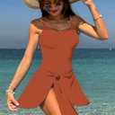 Pink Queen Women's One Piece Swimsuit 2026 Tummy Control Swim Dresses Skirt Adjustable Straps Bathing Suit Beachwear (Orange, L)
