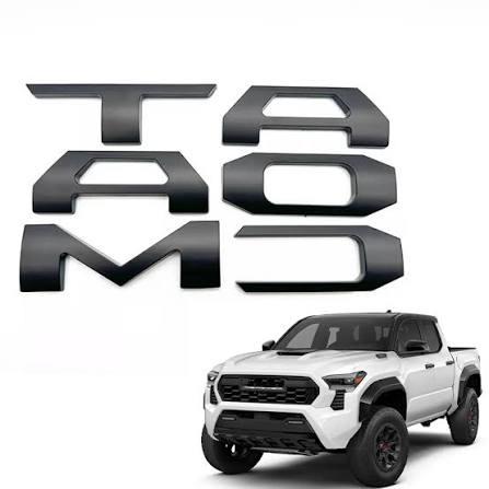 Erivis Car 3D Raised Adhesive Decals Letter Emblem Replacement Sticker for Toyota Tacoma 2024-2025 Rear Trunk Lid Badge Decal Nameplate (Matte Black)