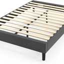 Zinus Curtis Upholstered Platform Bed Frame, Mattress Foundation, Wood Slat Support, No Box Spring Needed, Easy Assembly, Grey, Queen