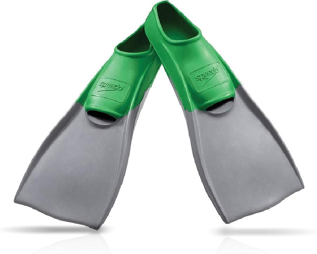 SpeedoSwim Training Fins Rubber Long Blade (Small, Grey/Green SIOC)