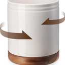 DOWAN 7.6" 360 Rotating Utensil Holder, Kitchen Utensil Holder for Countertop,Large Ceramic Utensil Crock for Kitchen Decor, Protection Cork Bottom, Speck White