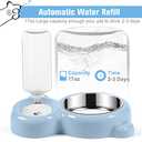Juego de cuencos para perros, comida y agua para gatos con dispensador de agua y cuenco de acero inoxidable para gatos y perros pequeos, color azul claro