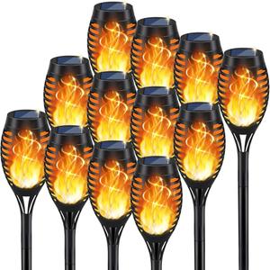KYEKIO Solar Torch Light with Flickering Flame, 12Pack Solar Lights Outdoor, Solar Garden Lights Outdoor Waterproof, Luces Solares para Exteriores, Outside Lighting for Pathway Yard Patio Decorations (Orange)