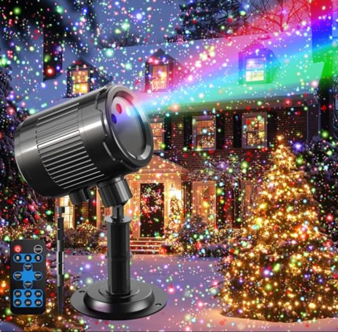Christmas Laser Projector Light Outdoor: RGB 3 Colors Firefly Moving Laser Lights, IP65 Waterproof Star Projector Lights Show Decor for Garden Yard Holiday Party, Christmas Halloween New Year Gift