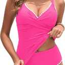 Daci Women's Tankini Swimsuits - Tummy Control Bathing Suits Two Piece Ribbed Twist 2025 Swimwear with High Waisted Bottom, L