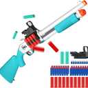 Toy Gun Models Foam Blasters (33-Inch) Jumping Shell Design [with10 Shell 40 Soft Darts] Perfect for Indoor and Outdoor Play (Blue-Green)