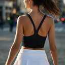Ribbed Cropped Workout Top Fitted Stretch Yoga Tank Tops for Women (Black, M)