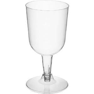Party Essentials Disposable 2-Piece Plastic Wine Glasses/Stemmed Cups, For Drinks, Cold Beverages, Cupcakes, Desserts, Dips, Jellies, Snacks, Yogurt Parfaits, 7-Ounce, 100-Count, Clear