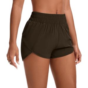 Womens Running Shorts Elastic High Waisted Shorts Workout Shorts Quick Dry Athletic Shorts Pants (Small, Coffee)