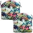 Indoor/Outdoor Chairpad with Ties, Patio Furniture Chair Cushions, Rocking Chair Cushions, Seat Cushions (Colored Leaf, 19 * 19)