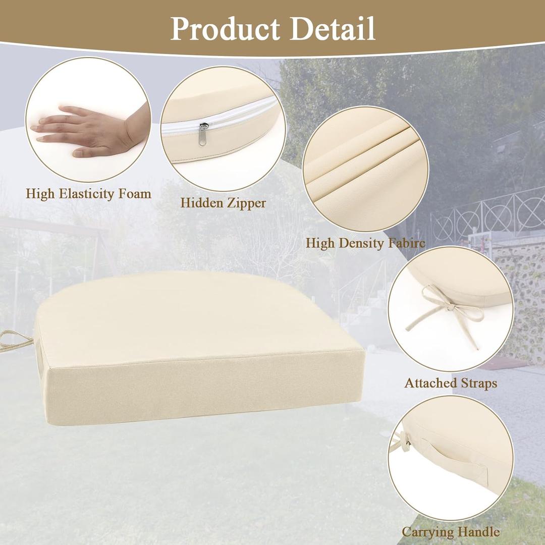 U'Artlines Outdoor Chair Cushions,Waterproof Round Corner Seat Cushions, Patio Chair Cushions for Outdoor Furniture,Seat Cushions with Ties for Patio Garden Dining 19"x19"x3.15"