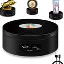 YVV LED Rotating Display Stand, Lighted Base-Crystal Glass Art, 360 Degree Automatic Mute Rotating Turntable, Motorized Display Stand with Colorful Lights, Tumbler Supplies Spinner 4.72in