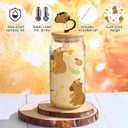 Didaey Capybara Gifts for Women Cute Capybara Glass Cup 17 oz Coffee Cups with Lids and Straw Cover Cap for Birthday Gifts for Animal Lovers Stuff