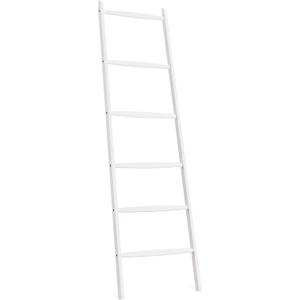 Navaris Bamboo Towel Ladder - Rack Rail Blanket, Towel, Clothes, Linen Railing Hanger for Bathroom, Bedroom - Bamboo Towel Holder Stand - White