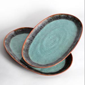 2 Piece Melamine Serving Tray, 19" Serving Food Platter for Entertaining,Dinnerware Sets,Serving Tray,Melamine Plates,Party, Meat, Dessert, Unbreakable, Dishwasher Safe, BPA Free (Oval Platter), Large