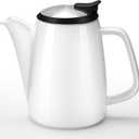 Ceramic Teapot with Infuser, 32 oz Loose Leaf Tea Pot Ceramic with Removable Stainless Steel Infuser, Mess-Free Loose Tea Diffusers, Ideal for Tea Steeper (White)