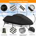 3 Seater Waterproof Jet Ski Covers, Upgraded 420D Heavy Duty Nano Coating PWC Cover,2 Air Vent Marine Grade UV Resistant for Waverunner Polaris from 116" to 125"(Black)