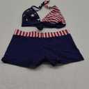 Bikini Swimsuit for Women Two Piece Swimsuits Halter Bikini Set with Boyshort Athletic Bathing Suit Pink Blue American Flag L