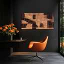 LEVERUP Geometric Block Wall Artwork Gold Canvas Wall Pictures Modern Abstract Wall Decor for Living Room Office Hotel 20×40 Inch Hallway Decorations