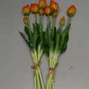 16-inch Premium Real Touch Fake Tulips Artificial Flowers with Buds, Flexible Stem Easy to Shape, Faux Tulips for Home Decor Indoor (Vase not Included), 10-Pack Set of Sunset Orange