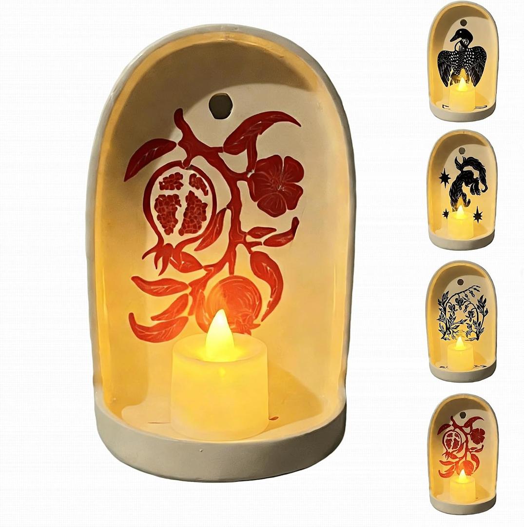 Sacred Wall Niche Collection, Handcrafted Hand-Shaped Ceramic Altar - Niche Decor & Candle Holder, Ideal Christmas/New Year Gift for Family Friends Colleagues (D)