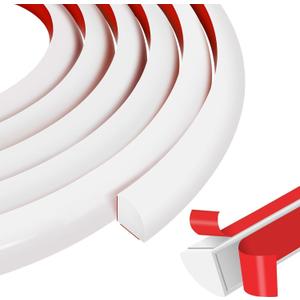 MYFAMIREA Flexible Quarter Round Molding 393 Inch Peel and Stick Rubber Quarter Round Trim Molding Self Adhesive Bendable Edge Trim for Wall Edge Corner Countertop Bathroom Kitchen Floor, White