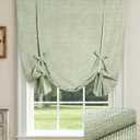 LazBlinds Tie Up Curtains, Linen Blackout Thermal Insulated Balloon Roman Shade Bathroom Window Curtain, Adjustable Rod Pocket Drape for Kitchen, Living Room, Bedroom (31" W x 47" L, Olive)