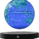 6" Magnetic Levitation Floating Globe Anti Gravity Rotating World Map with LED Light 7 Colors Display Floating Globe for Children Educational Gift Home Office Desk Decor (Blue-Clock Base)