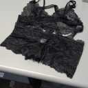 RSLOVE Women Sexy Lingerie Set 3 Piece Lace Kimono Robe with Bra and Panty Sheer Sleepwear size XL