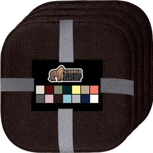 GORILLA GRIP Slip Resistant Chair Cushions, No Ties Required, Memory Foam Pads for Dining Room, Kitchen Table, Office, Rocking Chairs, Plush Seat Cover Cushion Pad, Home Decor, Set of 4, 16x16, Brown