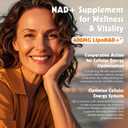 NAD Supplement, Liposomal NAD+ Nicotinamide Riboside with Resveratrol Supports Healthy Aging & Cellular Energy, Highest Absorption NAD Plus for Women, 60 Capsules, Best By: 05/2027