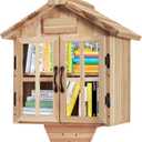 Little Library Box Outdoor Free Library Kit, Updated Double Doors Literature Little Library Box, Wood Cabinet Book Storage for DIY Nameplate, Neighborhoods, Community, Schools Sharing Books