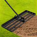 Saker Lawn Leveling Rake 30x10 Inch, Lawn Leveler Tool with 73-Inch Stainless Steel Handle, Heavy Duty Landscape Rake for Yard, Garden, Farm, and Golf Course - Black