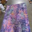 RELEANY Washable Area Rugs 5'x7' Non-Slip Modern Abstract Soft for Living Room Entryway Bedroom Nursery, Print Pattern, Purple Orange Blue Green Rust Red Colorful
