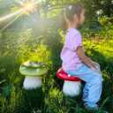 Mushroom Stool Home Shoe Stool Kid's Room Decor Outdoor Garden Simulation Large Mushroom Chair Garden Decor Courtyard Park Lawn Art Sculpture Decoration (RED), 12.56 inches * 9.45 inches * 12.56 inches